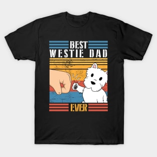 Westie Dog And Daddy Hand To Hand Best Westie Dad Ever Dog Father Parent July 4th Day T-Shirt